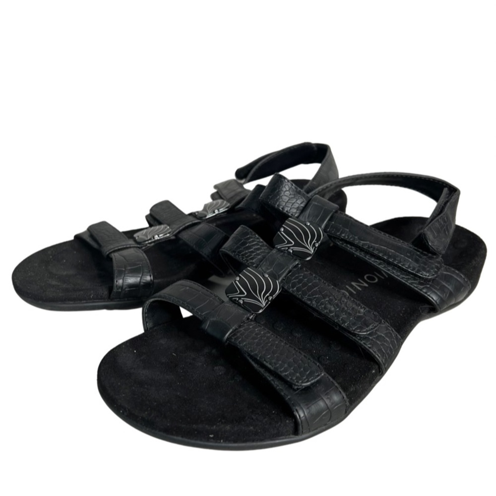 Vionic Amber Adjustable Black Open Toe Stylish Sa… - image 5